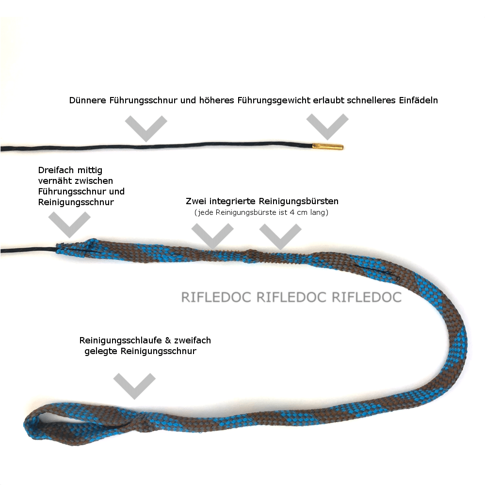 Reinigungsschnur 9mm 9,3mm Cal .35 .375 | zwei Bürsten + Griff – Bild 10