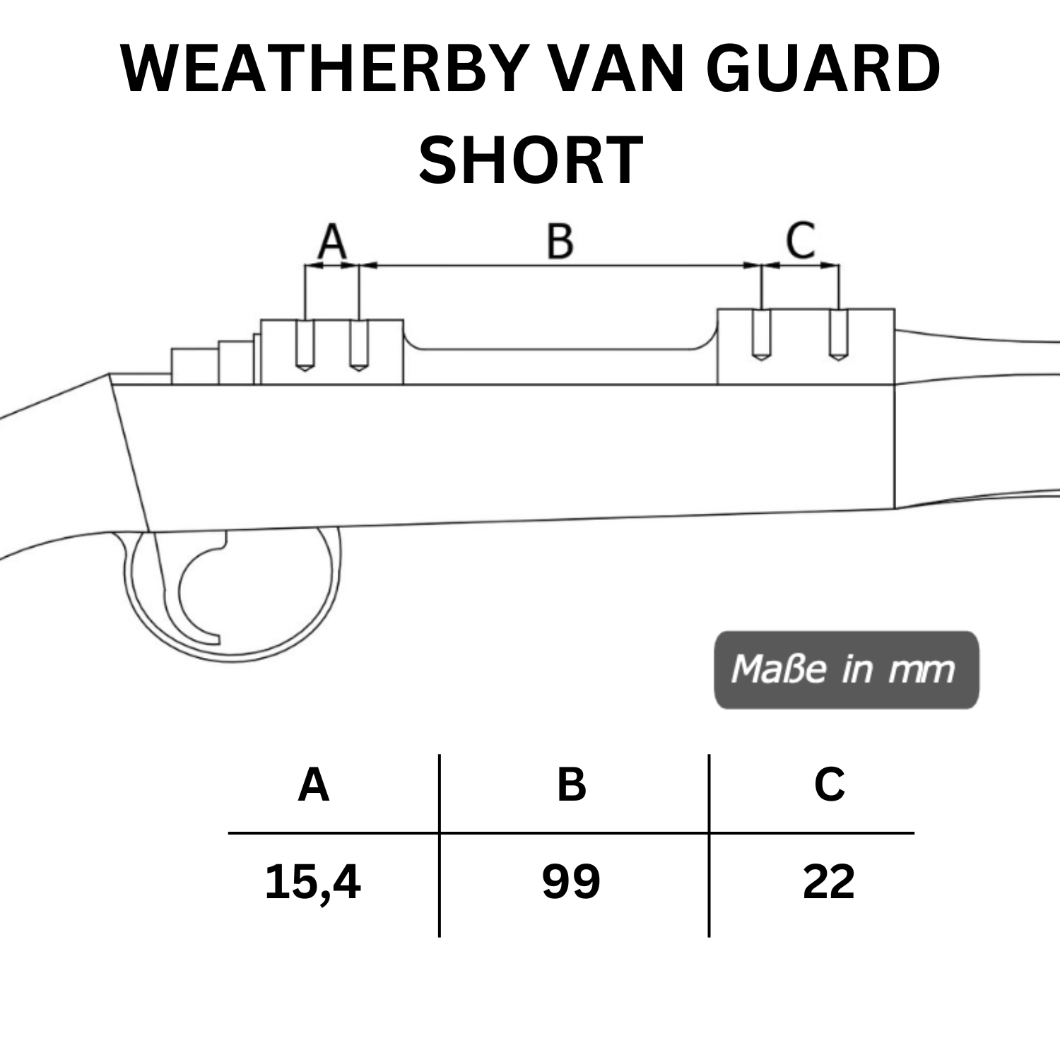 Weatherby Van Guard Short Lochabstände der Picatinny-Stahl-Schiene