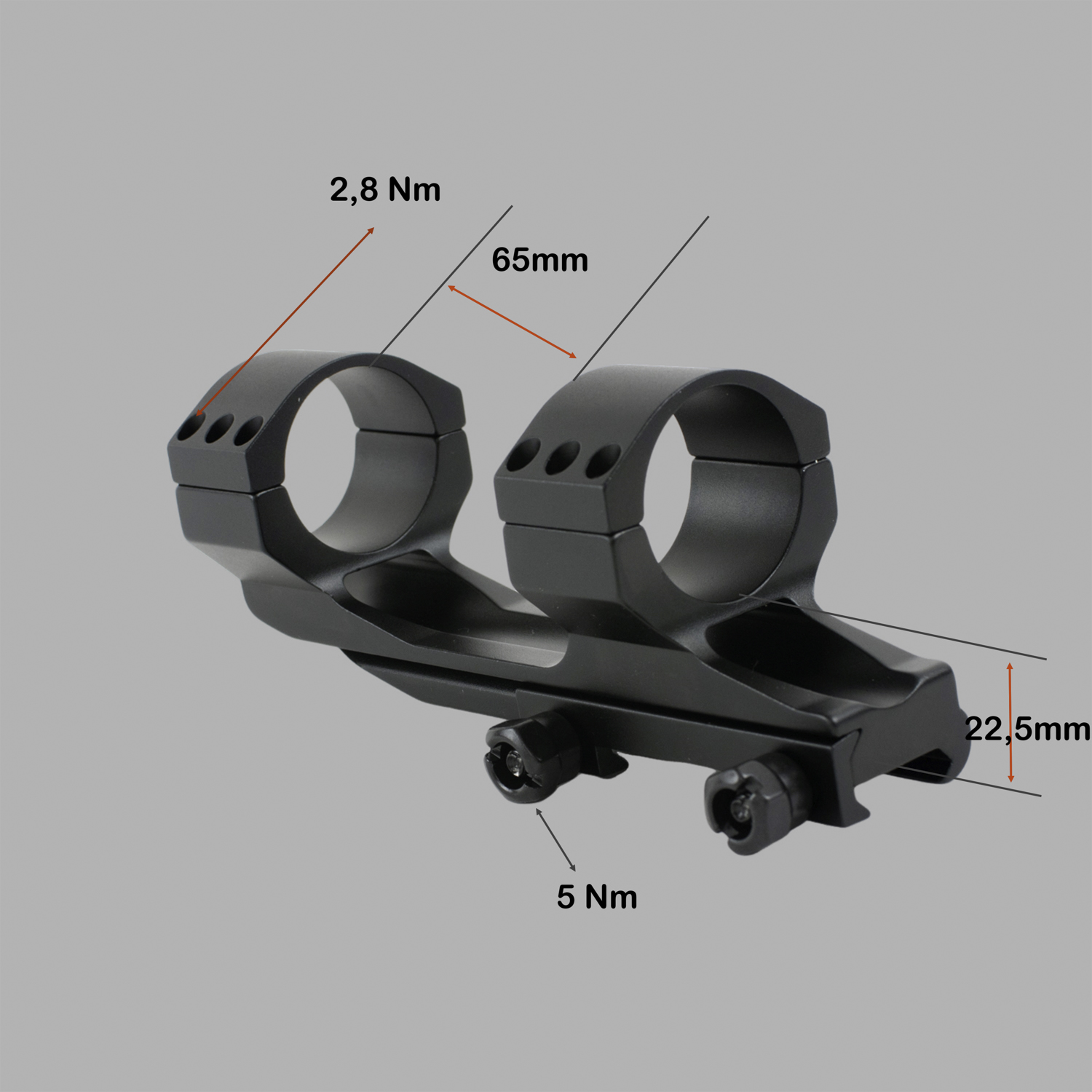 blockmontage für picatinny schiene in cantelever design